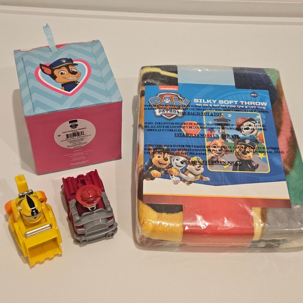 PAW Patrol Skye Chase Marshall Rubble Blanket Mailbox Vehicles Rescue Racers Set